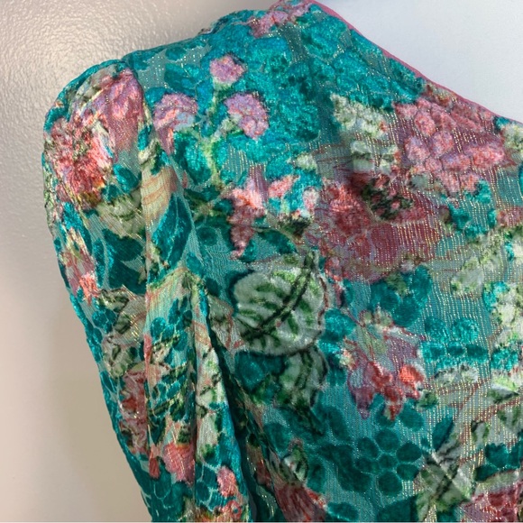 Hermant & Nandita Revolve Velvet Floral Metallic One Shoulder Mini Dress - Picture 7 of 16